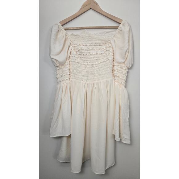 OPT One Pretty Time Luanne Dress XS Long Sleeve Milkmaid Mini Cream Costume NWT - Picture 9 of 10